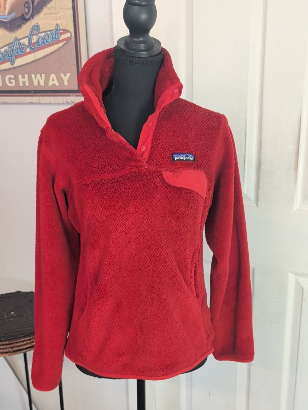 Patagonia Women's S Re-Tool Snap-T Pullover Fleece Jacket Sumac Red